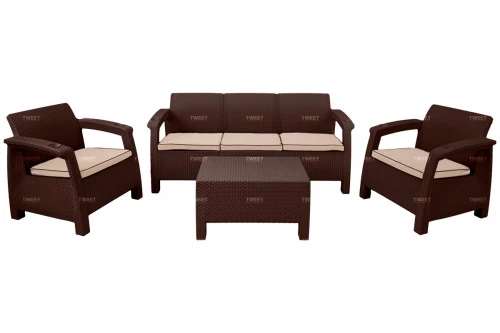 Комплект уличной мебели TWEET Terrace Set Max, белый, коричневый