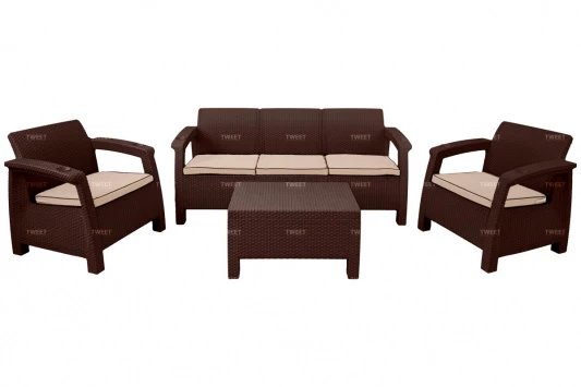 Комплект уличной мебели TWEET Terrace Set Max, белый, коричневый