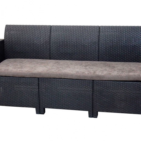 Диван трехместный b:rattan Arizona, венге, антрацит (3-х местная подушка)