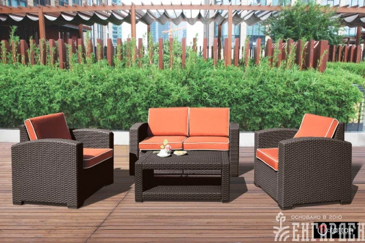 Комплект мебели Rattan Premium 4, венге, серый