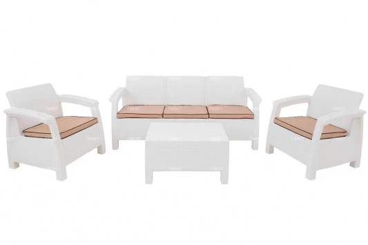 Комплект уличной мебели TWEET Terrace Set Max, белый, коричневый
