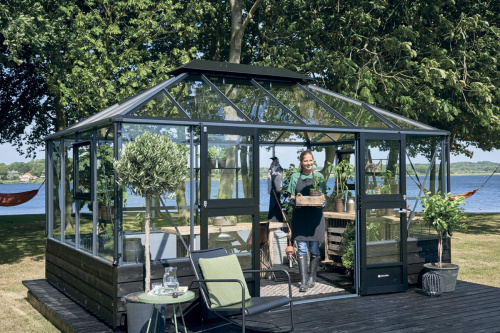 Теплица Juliana Grand  OASE 13.0m с высоким цоколем — антрацит ( Джулиана)