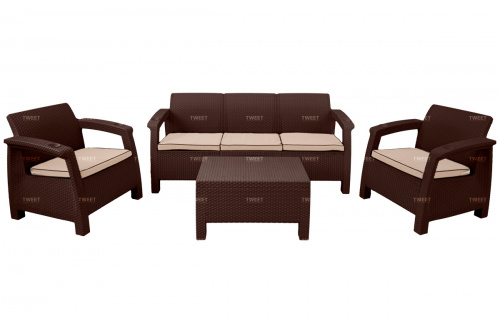 Комплект уличной мебели TWEET Terrace Set Max, белый, коричневый