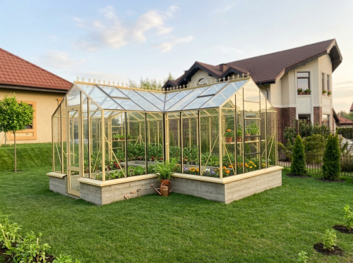 Теплица Botanik Т Standard с тамбуром и комплектом купейных дверей Ботаник