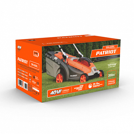 Газонокосилка аккумуляторная PATRIOT CM 435XL ) [40В, 1х2.5 Ач, з/у]