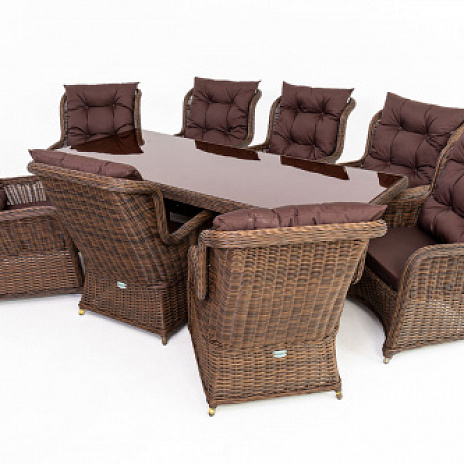 Комплект плетеной мебели МОККА SAN MARINO (стол обеденный, 8 кресел), Бронзовый