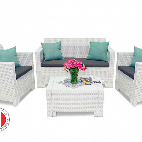 Набор итальянской мебели NEBRASKA 2 Set (диван, 2 кресла и стол), белый