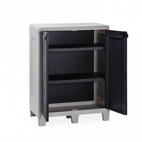 Уличная тумба TOOMAX 2х дверная глубокая WOODY'S XL (2 полки), антрацит