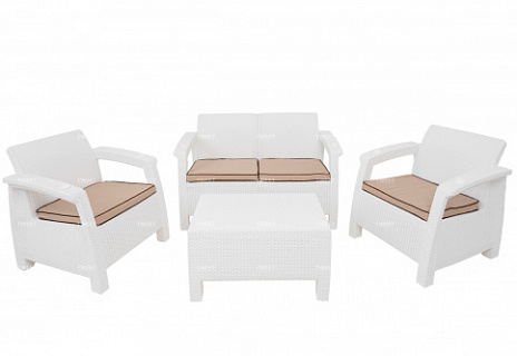 Комплект уличной мебели TWEET Terrace Set, белый, коричневый