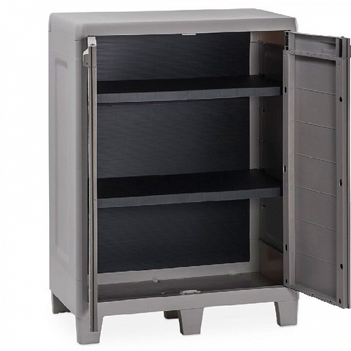 Уличная тумба TOOMAX 2х дверная глубокая WOODY'S XL (2 полки), светло-серый