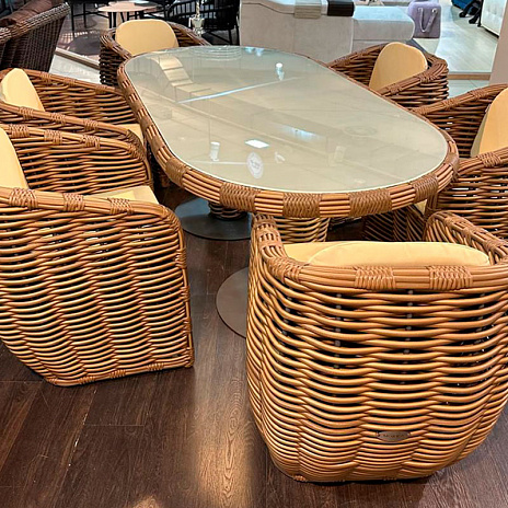 MOKKA MAJORCA стол обеденный, цвет соломенный, капучино