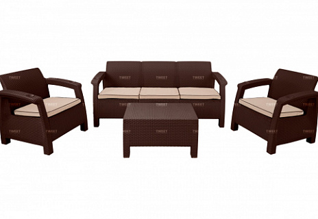Комплект уличной мебели TWEET Terrace Set Max, белый, коричневый