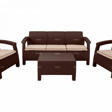 Комплект уличной мебели TWEET Terrace Set Max, белый, коричневый