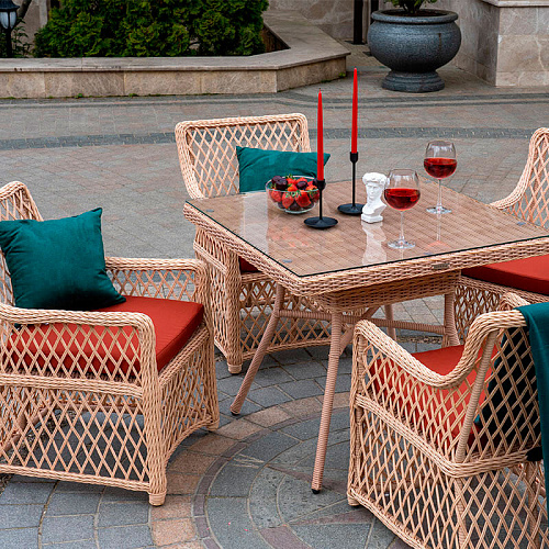 Комплект плетеной мебели MOKKA VILLA ROSA (4 кресла) + 4 подушки