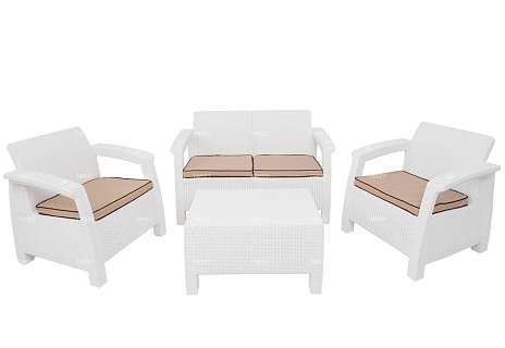 Комплект уличной мебели TWEET Terrace Set, белый, коричневый