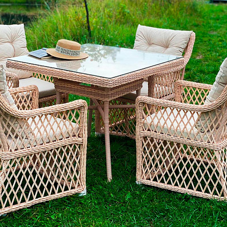 Плетеный комплект мебели MOKKA VILLA ROSA (4 персоны) + 8 подушек