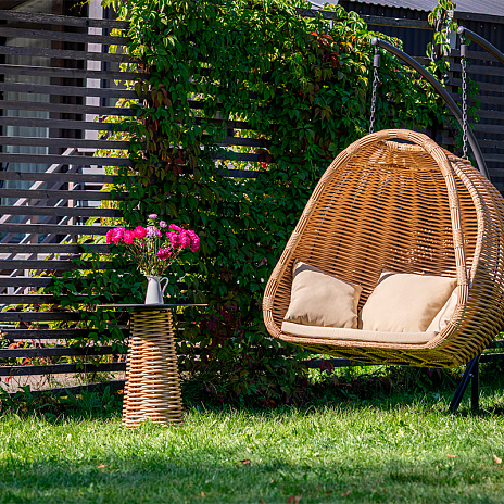 MOKKA MAJORCA подвесное кресло двухместное, цвет соломенный, капучино