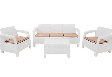 Комплект уличной мебели TWEET Terrace Set Max, белый, коричневый