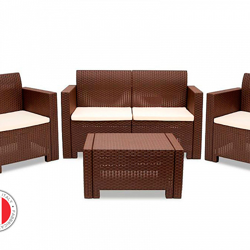 Набор итальянской мебели NEBRASKA 2 Set (диван, 2 кресла и стол), белый