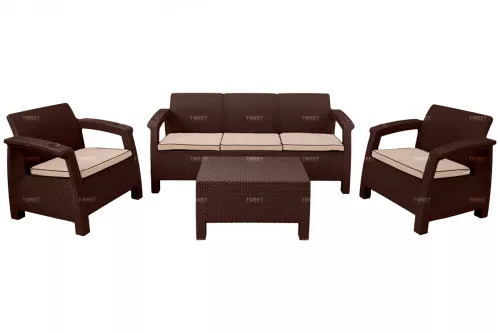 Комплект уличной мебели TWEET Terrace Set Max, белый, коричневый
